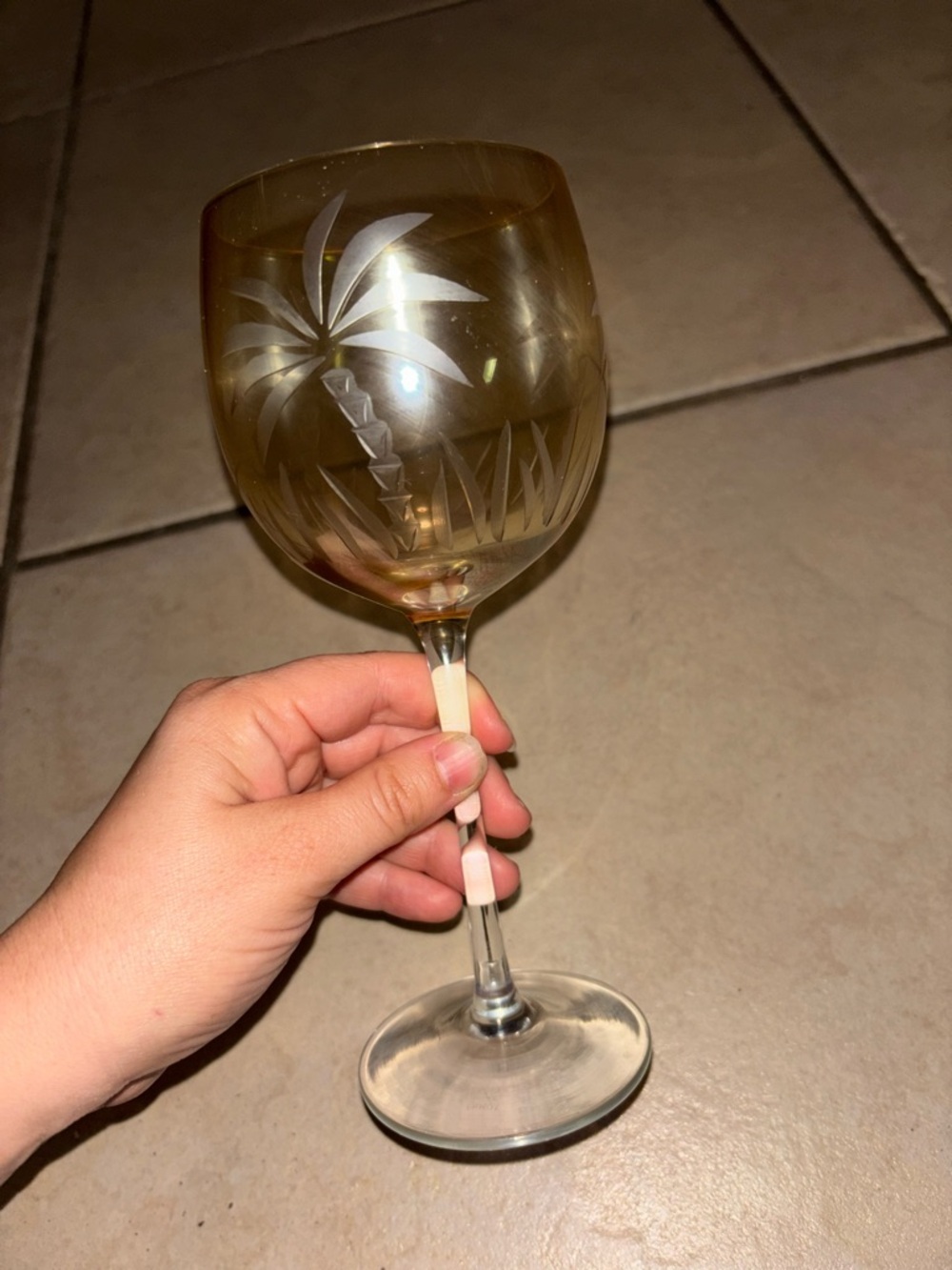 Lenox Amber British Colonial Scenic Glassware Amber Balloon Wine Goblet